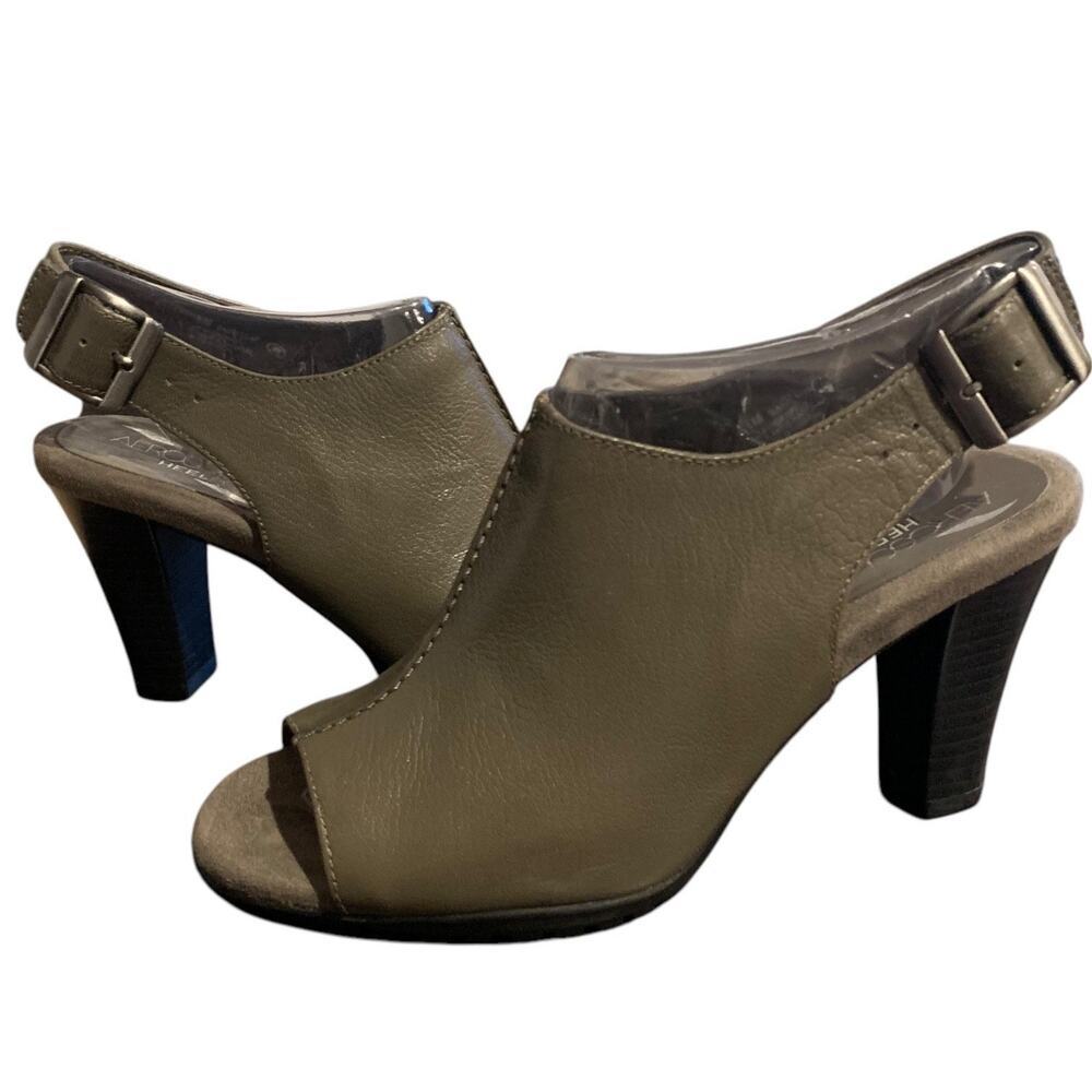 Aerosoles Heels Women's Size 6 Haven Heel Rest Slingback Sage Leaf Leather
